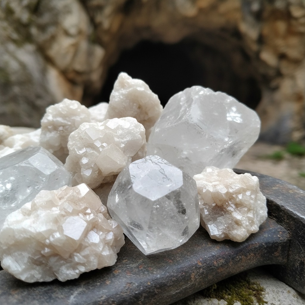 minerios como dolomita e calcita